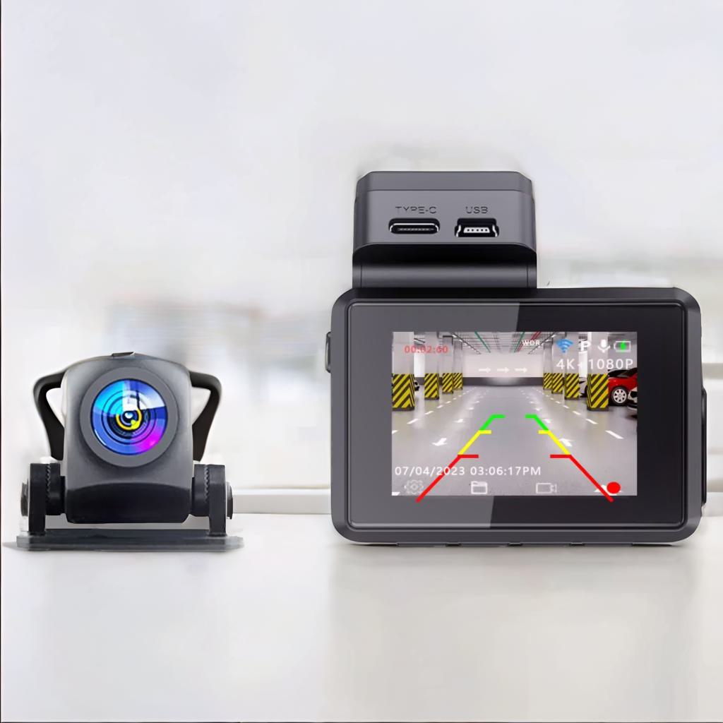 as-800mc mini wifi gps 4k dash camera – dual lens front & rear – night vision, loop recording, parking mode