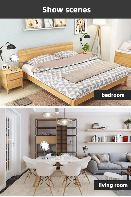 AS-004MM 8" 10X Magnifying LED Makeup Mirror – Double-Sided with 3-Colour Light & USB Charging