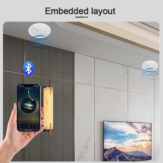 AS-BS05  2" Mini Bluetooth Ceiling Speaker – Full-Range Stereo Background Music Speaker