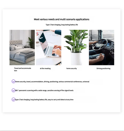 AS-215CD Anti-Spy Camera & Bug Detector. Infrared Induction, Wireless RF Signal Detection, Anti-Monitoring & Anti-Eavesdropping