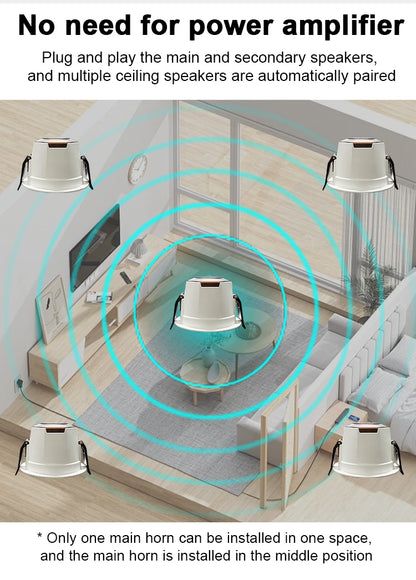 AS-BS05  2" Mini Bluetooth Ceiling Speaker – Full-Range Stereo Background Music Speaker