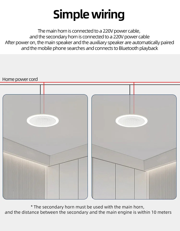 as-bs05  2" mini bluetooth ceiling speaker – full-range stereo background music speaker