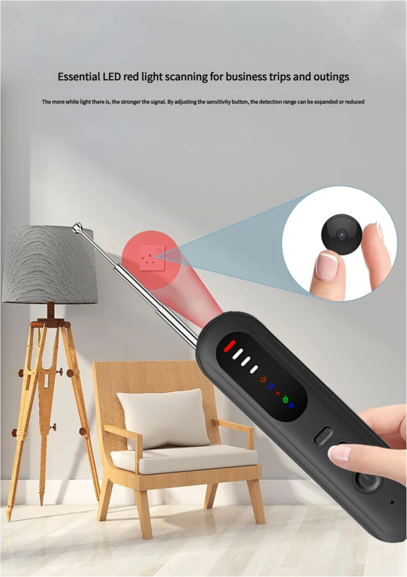 as-215cd anti-spy camera & bug detector. infrared induction, wireless rf signal detection, anti-monitoring & anti-eavesdropping