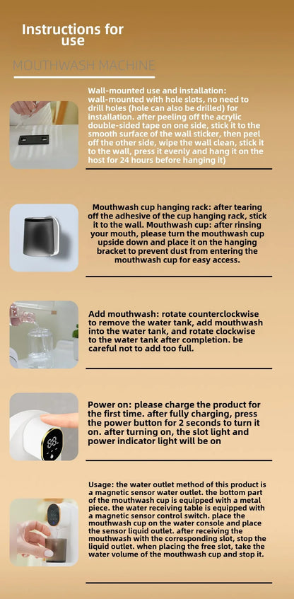 Smart AS-600MD 600ml Mouthwash Dispenser – Wall Mounted with Magnetic Induction & Auto-Cleaning