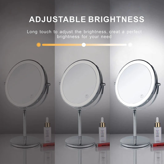 AS-004MM 8" 10X Magnifying LED Makeup Mirror – Double-Sided with 3-Colour Light & USB Charging