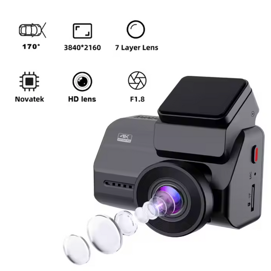 AS-800MC Mini WiFi GPS 4K Dash Camera – Dual Lens Front & Rear – Night Vision, Loop Recording, Parking Mode