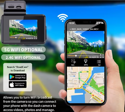 AS-800MC Mini WiFi GPS 4K Dash Camera – Dual Lens Front & Rear – Night Vision, Loop Recording, Parking Mode