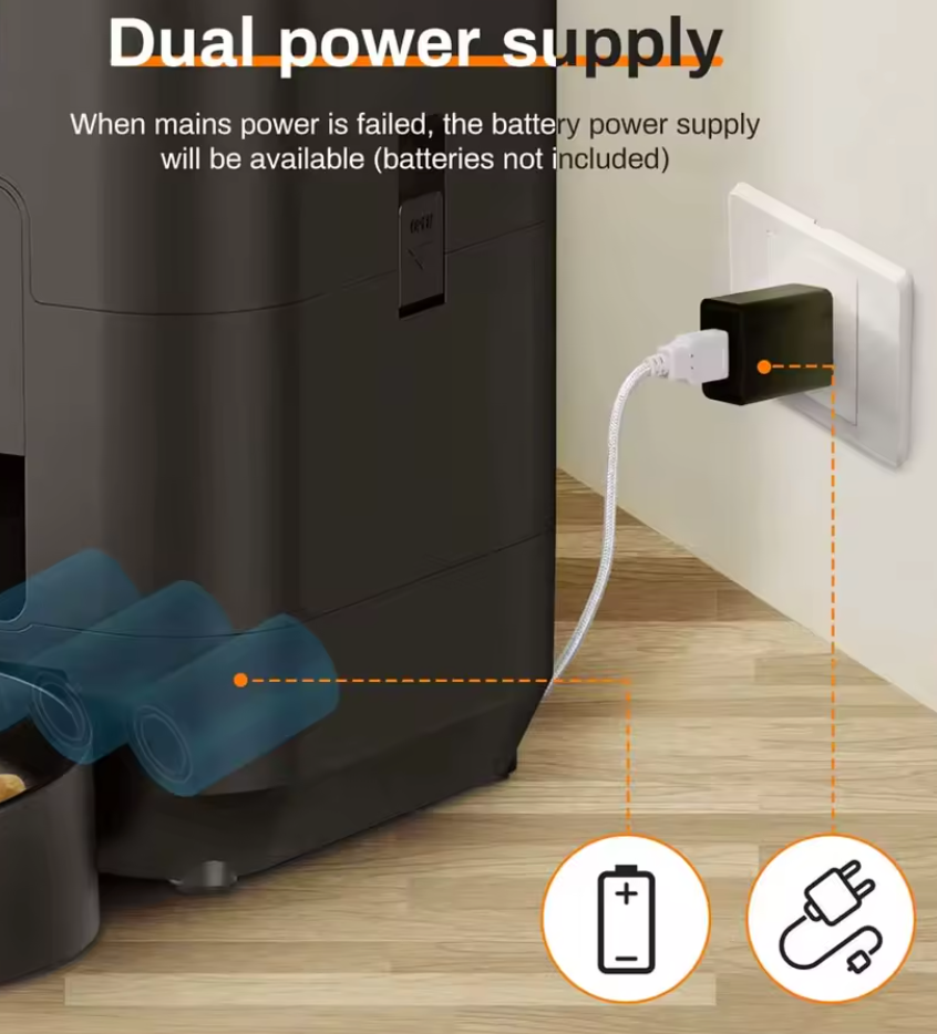 as-001pf 6l smart wifi automatic pet feeder, self-cleaning, dual power