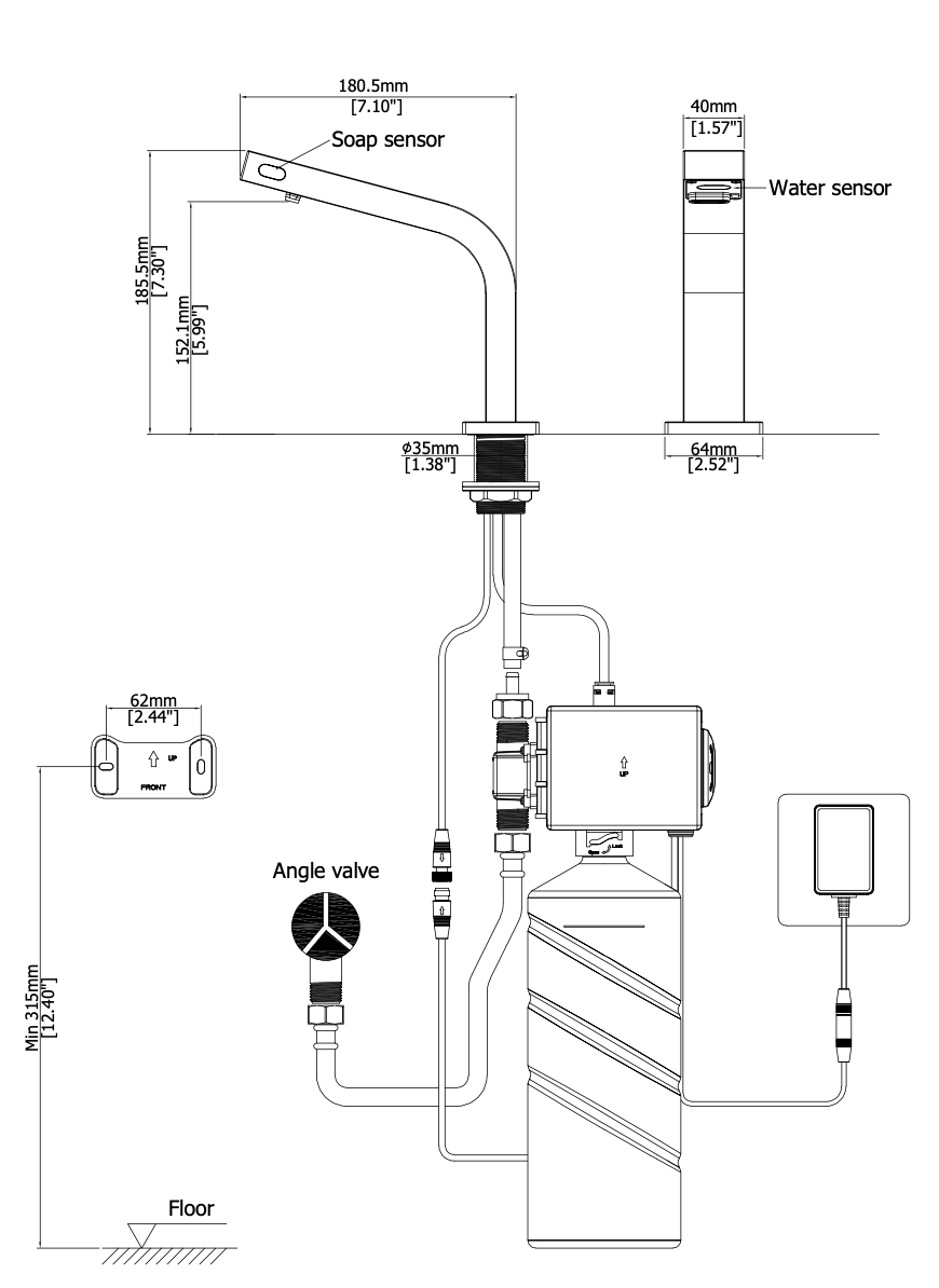as-201 2-in-1 sensor faucet with built-in soap dispenser