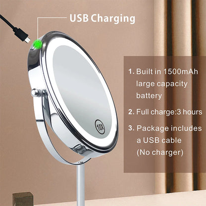 AS-004MM 8" 10X Magnifying LED Makeup Mirror – Double-Sided with 3-Colour Light & USB Charging